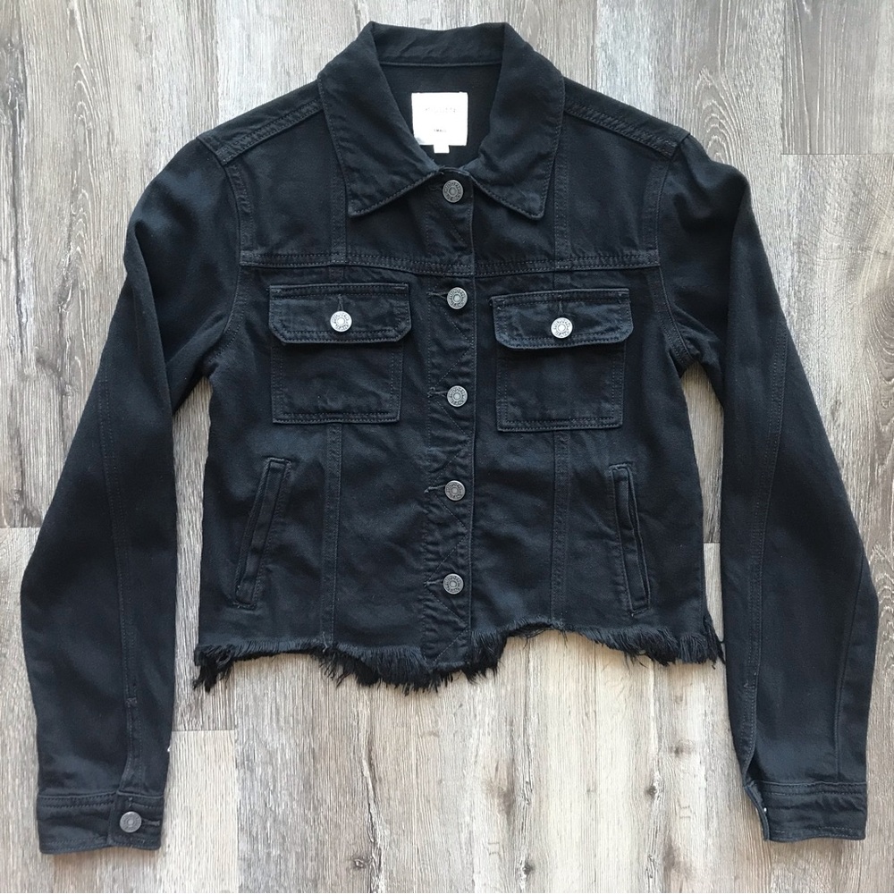 Hidden Rebel Black Frayed Bottom Crop Jacket